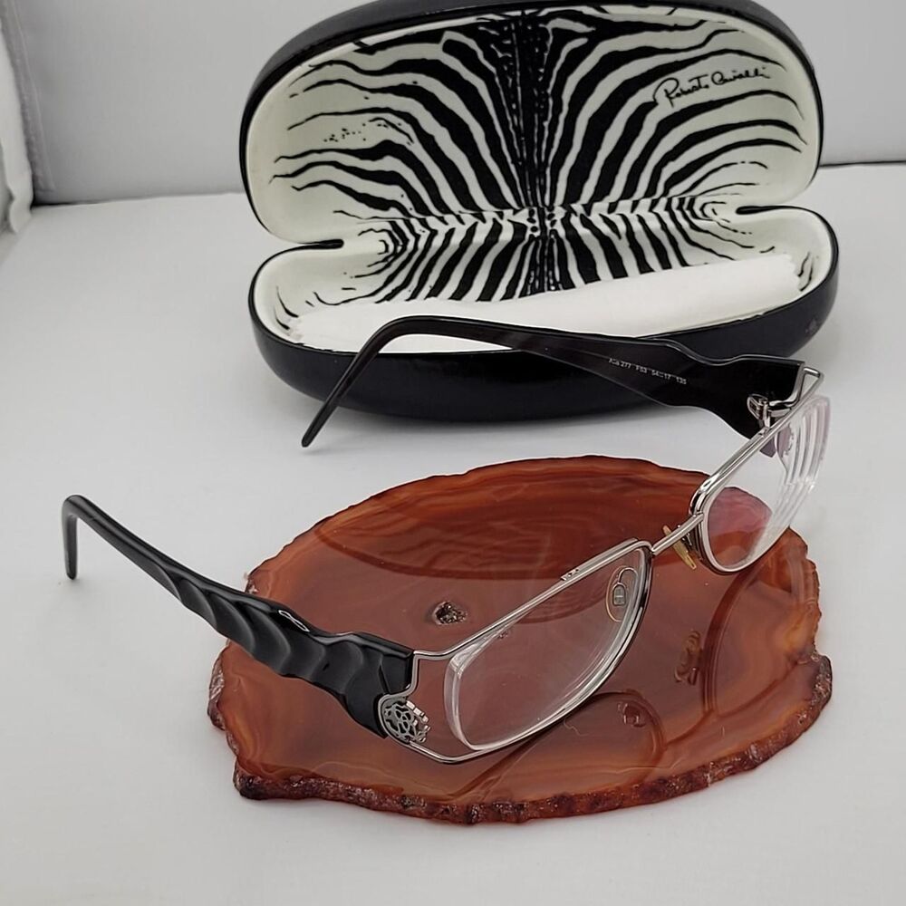 Authentic Roberto Cavalli Alia 277 F53 Glasses Frame Black Silver 54-17-135 Y2K